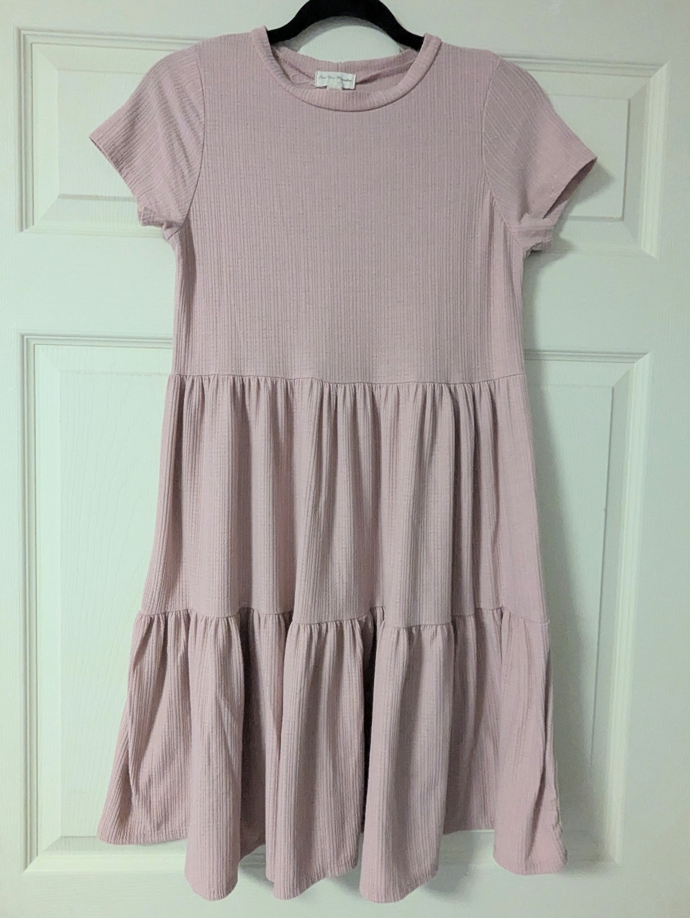 Babydoll Dusty Pink Tiered Dress Casual T-shirt Flowy Soft Summer Shirt Swing